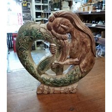 Hand Carved Wooden Mermaid (Small)