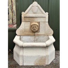 Hand Carved Natural Stone Wall Fountain