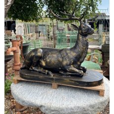 Fabulous Bronzed Cast Iron Reclined Stag Statue
