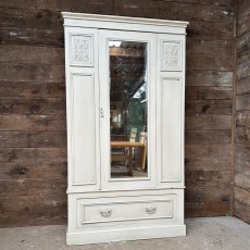 Antique Edwardian Painted Wardrobe With Mirror