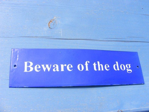 Wells Reclamation Enamel Sign (Beware of the Dog)