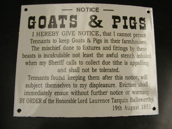 Wells Reclamation Enamel Sign (Goats and Pigs)