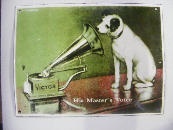 Wells Reclamation Enamel Sign (His Masters Voice)