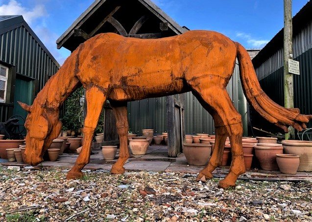 Wells Reclamation Large Grazing Cast Iron Horse