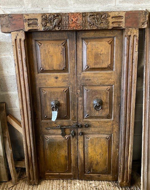 Wells Reclamation Beautiful pair of hard carved Teak doors