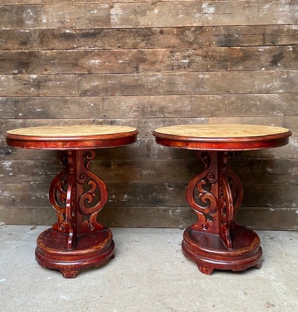 Wells Reclamation Vintage Oriental Circular Decorative Tables