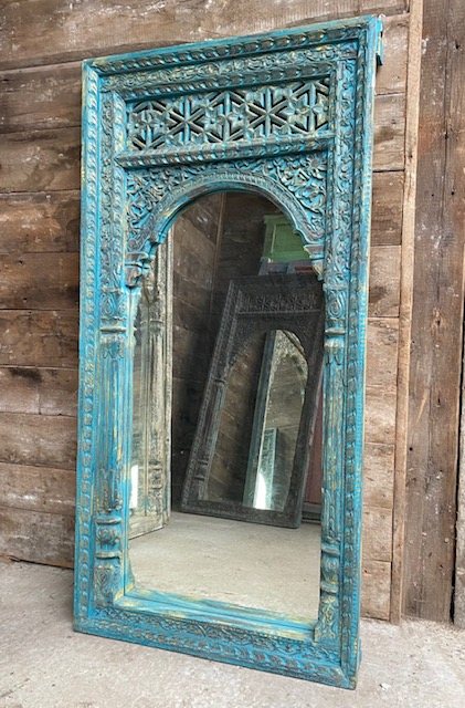 Wells Reclamation Large Decorative Teak Mirror (0.76m x 1.53m)