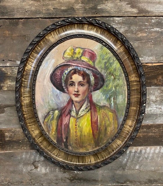 Antique Early 20th Century Portrait Of Woman Painting