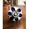 Wells Reclamation Round Ceramic Knobs (Blue Teardrop)
