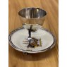 Wells Reclamation Early 1900's Silver Plated Egg Cup & Saucer (Flags)