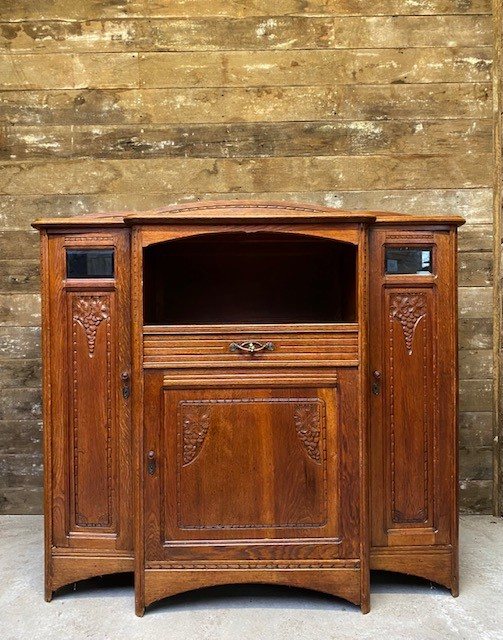 Art Nouveau 1890 Oak Drinks Cupboard