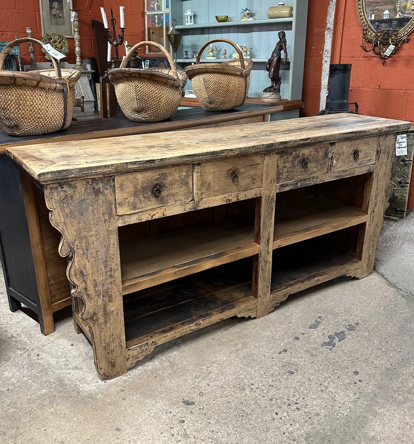 antique elm sideboard - Wells Reclamation