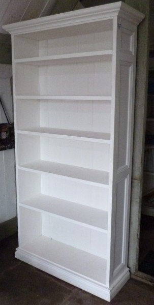 Pine Bookcase Wells Reclamation, Small Solid Wood White Bookcase