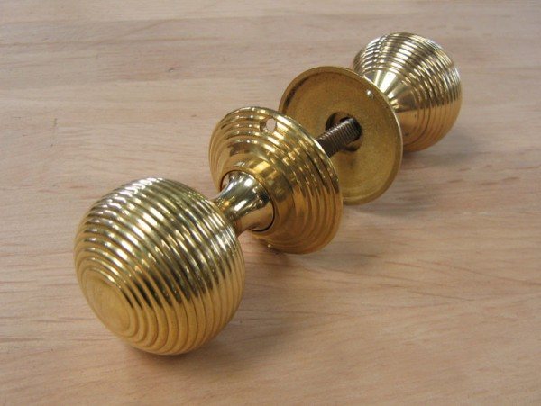 Aged Solid Brass Beehive Mortice Door Knobs -  Canada