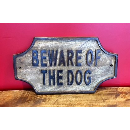 Wooden Sign (Beware of the Dog)