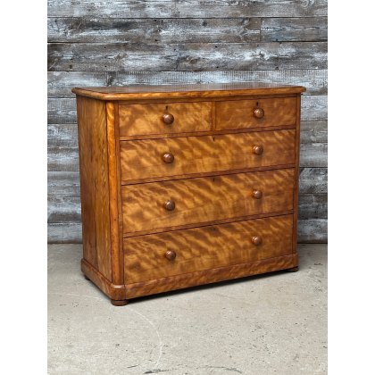 Antique Victorian Flame Mahogany Large Chest of Drawers