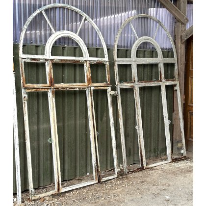Reclaimed 1930's Large Galvanised Cast Iron Arched Window Frames