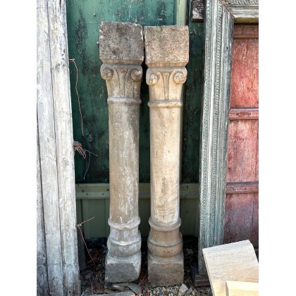 Reclaimed Antique Carved Stone Neoclassical Columns