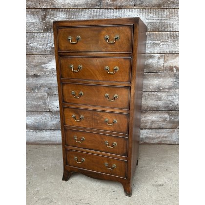Fine Quality Edwardian Mahogany Tall & Narrow Chest Of Drawers