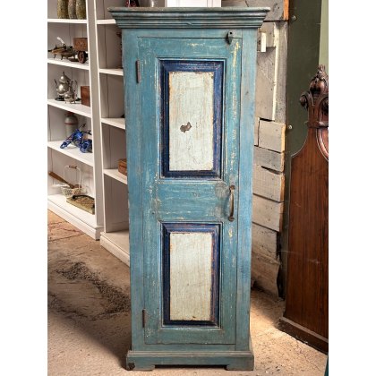 Fabulous Narrow & Tall Rustic Painted Teak Cupboard