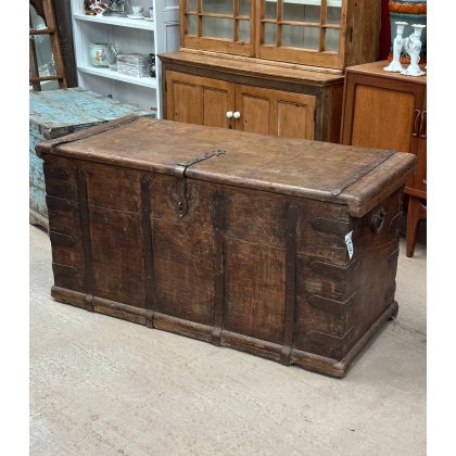 Fabulous Vintage Large Indian Teak Riveted Chest