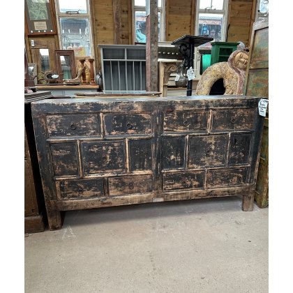 Rustic Painted Elm Chinese Bank Of 10 Drawers