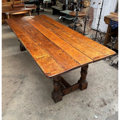 Beautiful Large English Oak Refectory Dining Table c19th