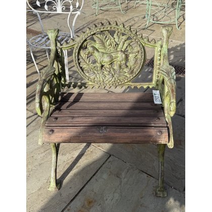Cast Iron Dog Bench With Wooden Seat - Small