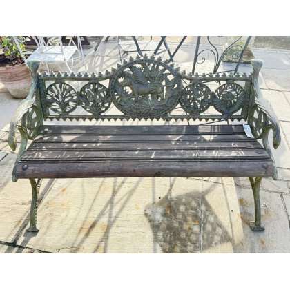 Cast Iron Dog Bench With Wooden Seat - Large