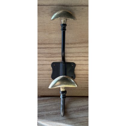 Black Metal Brass End Hat & Coat Hook Black Metal Brass End Hat & Coat Hook