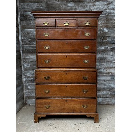 Antique Georgian English Oak Chest On Stand Antique Georgian English Oak Chest On Stand