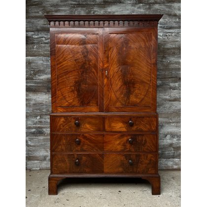 Antique Large Victorian Mahogany Linen Press