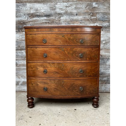 Antique Mahogany Bow Fronted Chest Of Drawers Antique Mahogany Bow Fronted Chest Of Drawers