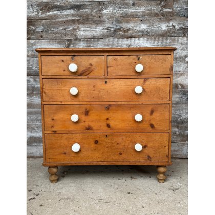 Antique Victorian Pine Farmhouse Chest of Drawers