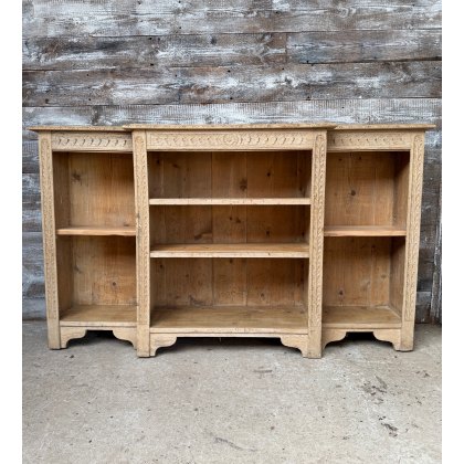 Fabulous Antique Limed Oak Breakfront Bookcase