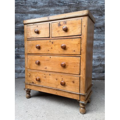 Antique Victorian Farmhouse Pine Chest Of Drawers
