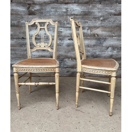 Rustic Caned Antique French Chairs