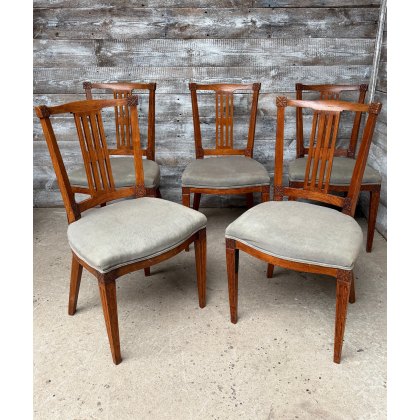 Antique Set Of 6 19th Century Dutch Elm Dining Chairs