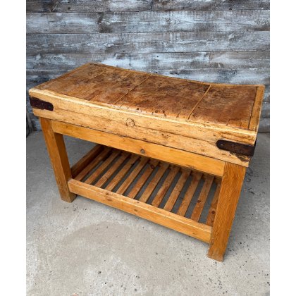 Reclaimed Vintage Kitchen Butchers Block On Stand