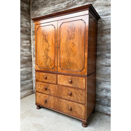 Magnificent Victorian Mahogany Linen Press