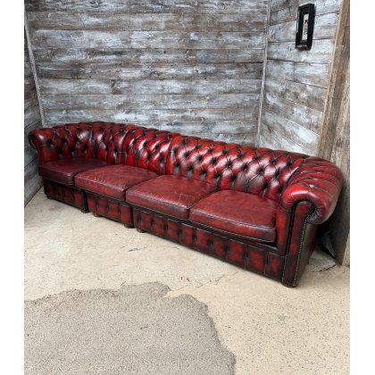 Vintage Large Red Modular Chesterfield Sofa