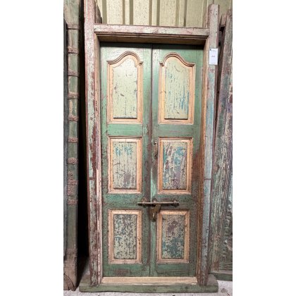 Rustic Vintage Indian Teak Framed Double Doors