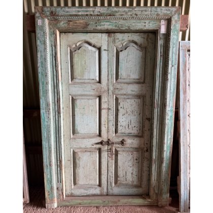 Beautiful Soft Green Indian Teak Entrance Door