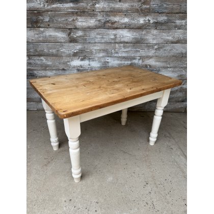 Vintage Farmhouse Pine Painted Dining Table