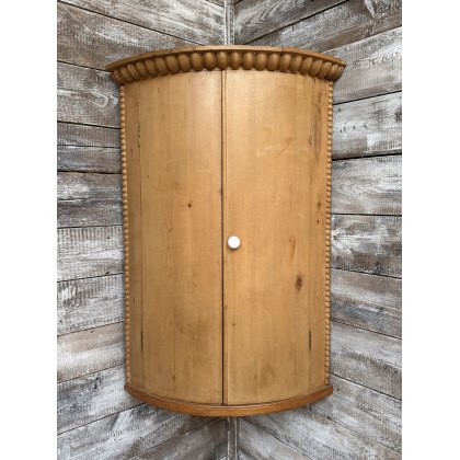 Antique Stripped Pine Bowfronted Hanging Corner Cupboard Antique Stripped Pine Bowfronted Hanging Corner Cupboard
