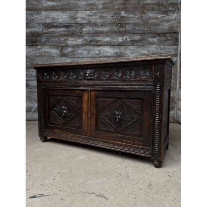 Vintage Gothic Carved Oak Sideboard With Greenmen Vintage Gothic Carved Oak Sideboard With Greenmen
