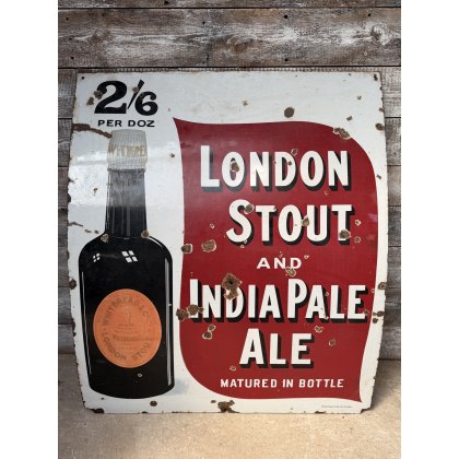 Antique Large London Stout Ale Enamel Sign
