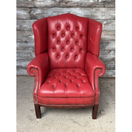 Vintage Wingback Red Leather Chesterfield Armchair Vintage Wingback Red Leather Chesterfield Armchair