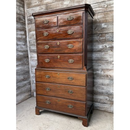 Antique 19th Century Mahogany Chest On Stand Antique 19th Century Mahogany Chest On Stand