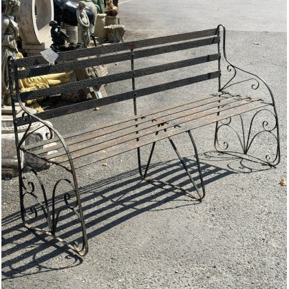 Antique Victorian Wrought Iron Garden Bench